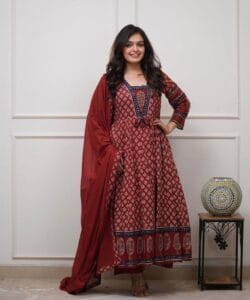 Premium Heavy Red Ethnic Anarkali Kurta Set with Dupatta