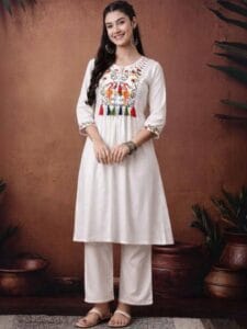 Embroidered A-Line Kurta