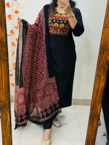 Heavy Embroidery Work in Dhabu Cotton