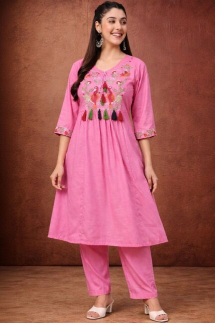 Embroidered A-Line Kurta Set